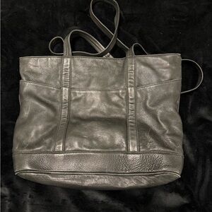 Elegant Black Leather Tote Bag. Gently used with a lot of life left.